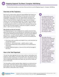 Mapping Supports Tip Sheet, Caregiver Well-Being