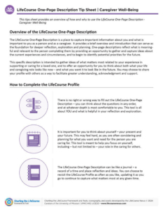 Life Course One-Page Description Tip Sheet, Caregiver Well-Being