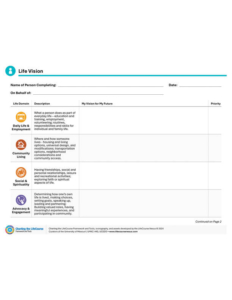 Charting the LifeCourse, Life Vision - A Part of the Charting the LifeCourse Framework and Tools